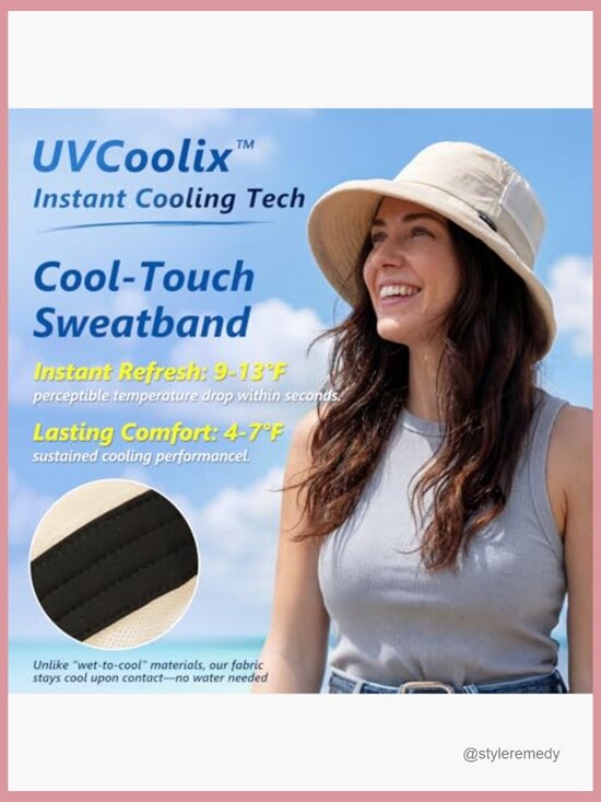 Women\'s Cooling Bucket Sun Hat with Ponytail Hole UPF 50 Packable main image 2